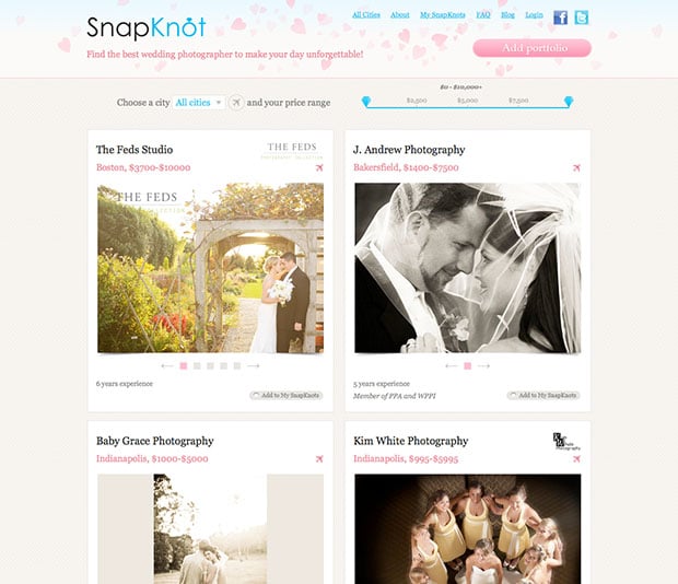 SnapKnot Offers Visual Browsing of Local Wedding Photographers snapknotscreen