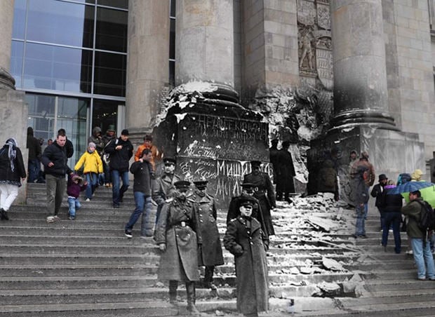 Glimpses of World War 2 Seen Through Photos of Modern Day Europe paris3 mini
