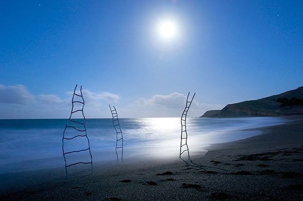 Surreal Photos of Twisty Ladders on a Misty Beach ladder4 mini