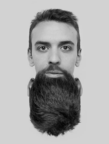 Bizarre Portraits of People With the Back of Their Heads as Beards 