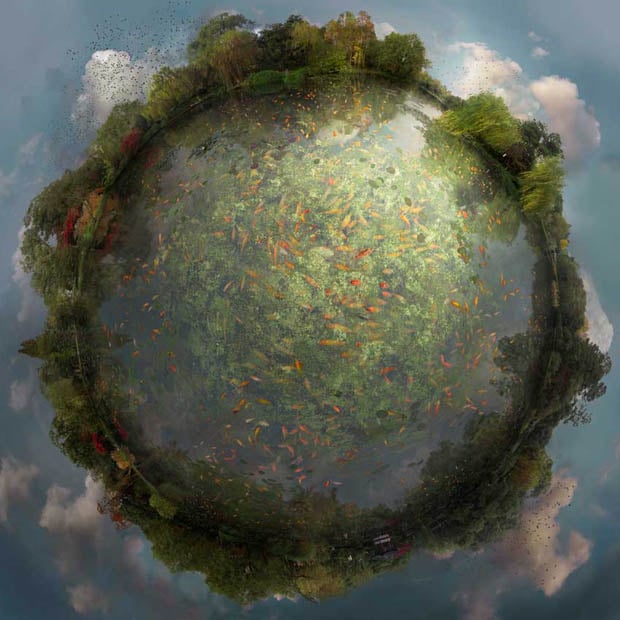 Jaw Dropping Little Planet Photos That Span the Four Seasons fishpond
