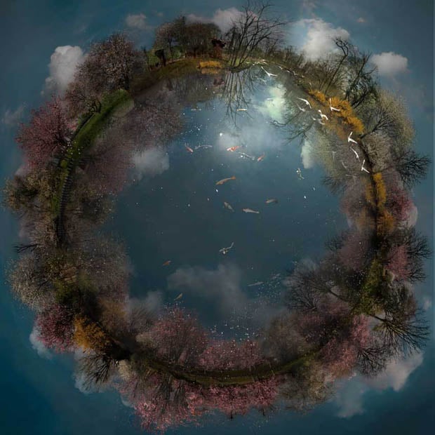 Jaw Dropping Little Planet Photos That Span the Four Seasons spring blossoms 2