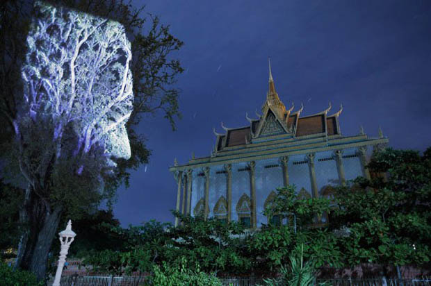Photos of Faces Projected Onto Trees cambodiatrees 10
