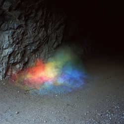 Abstract Long-Exposure Photos of Colored Paper in a Cave