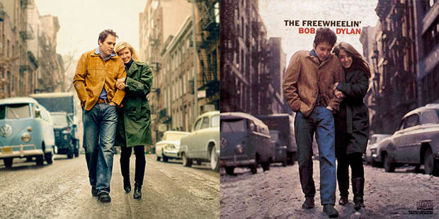 Famous Album Cover Photos Recreated with Famous Athletes Jimmie Johnson recreates Bob Dylan side by side