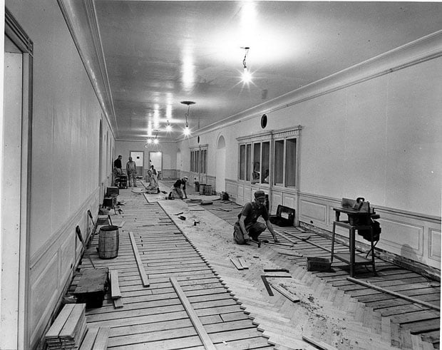 West View in the Third Floor Corridor of the White House during the Renovation