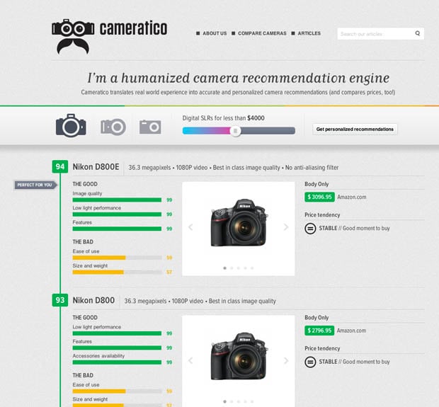 Cameratico: A Sleek Camera Comparison Engine Based on Human Experience cameratico1