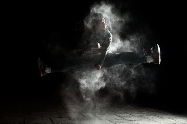 The Beauty of Parkour Photographed with a Flash and Some Flour parkour 10