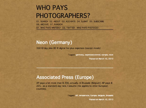 Website Uses Anonymous Submissions to Share How Much Photogs Get Paid Website Uses Anonymous Submissions to Share How Much Photogs Get Paid whopaysphotogs1